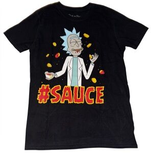 Black Short Sleeve Tee with Rick and Morty Graphic